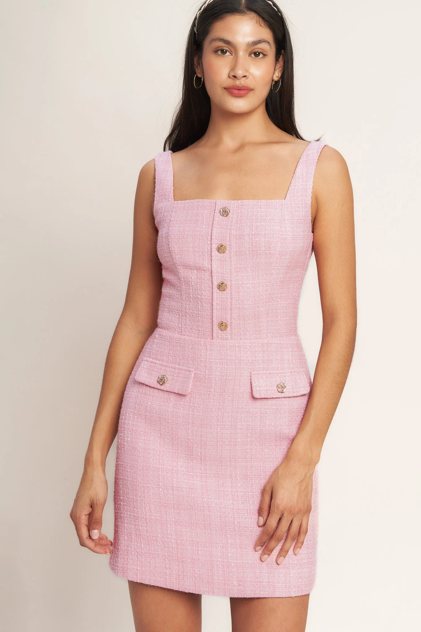 ON MY WAY PINK TWEED MINI DRESS - Image 5