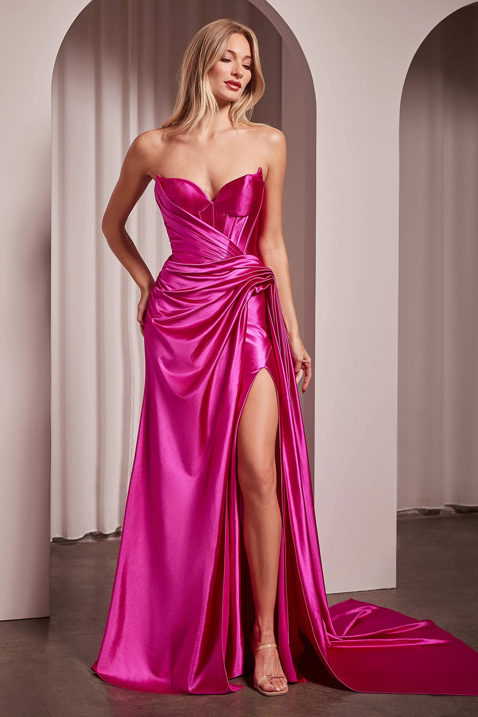 Ondine Gown - Strapless Fitted Structured Satin Gown - Image 2