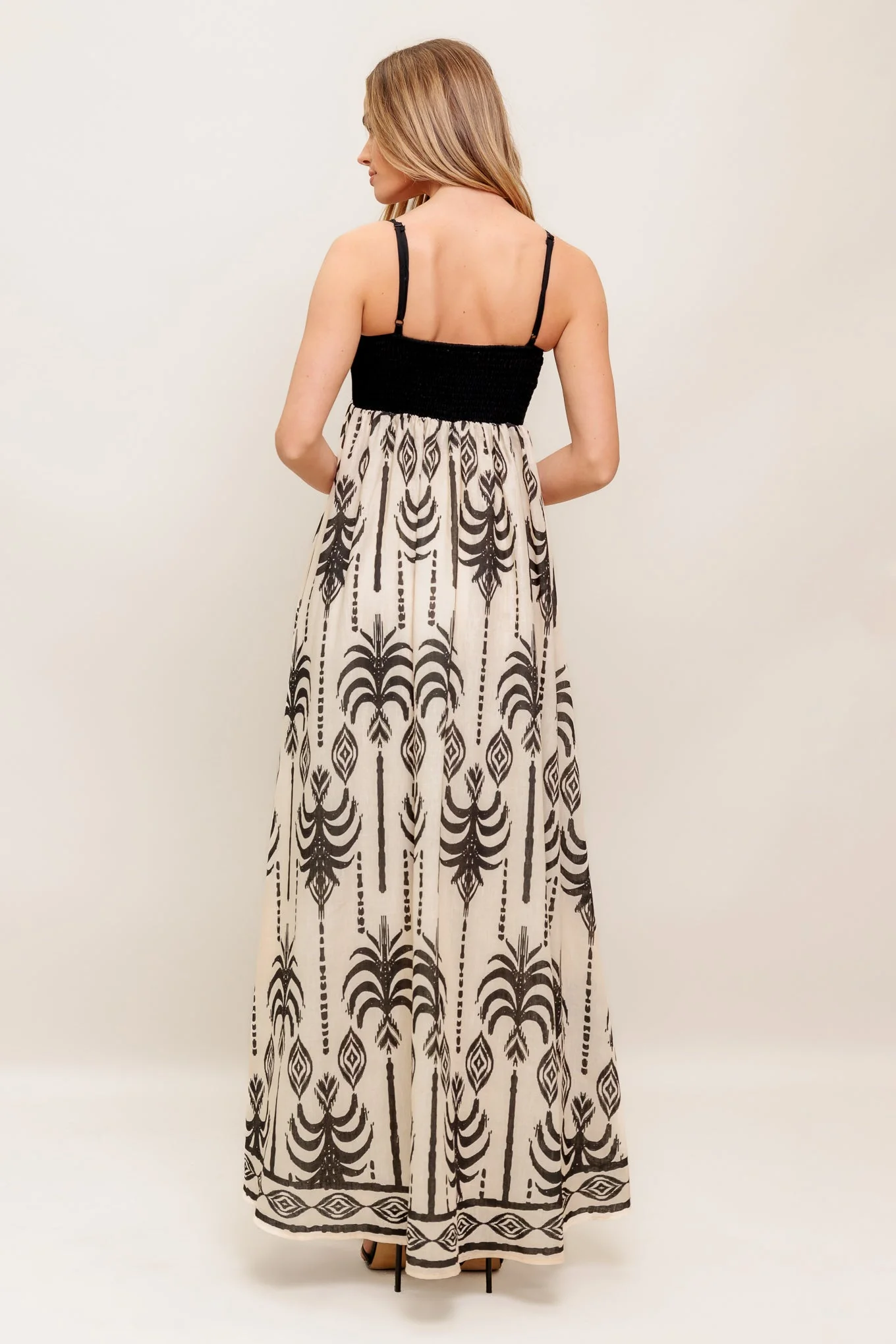 PALM PARADISE MAXI DRESS - TAUPE & BLACK - Image 2
