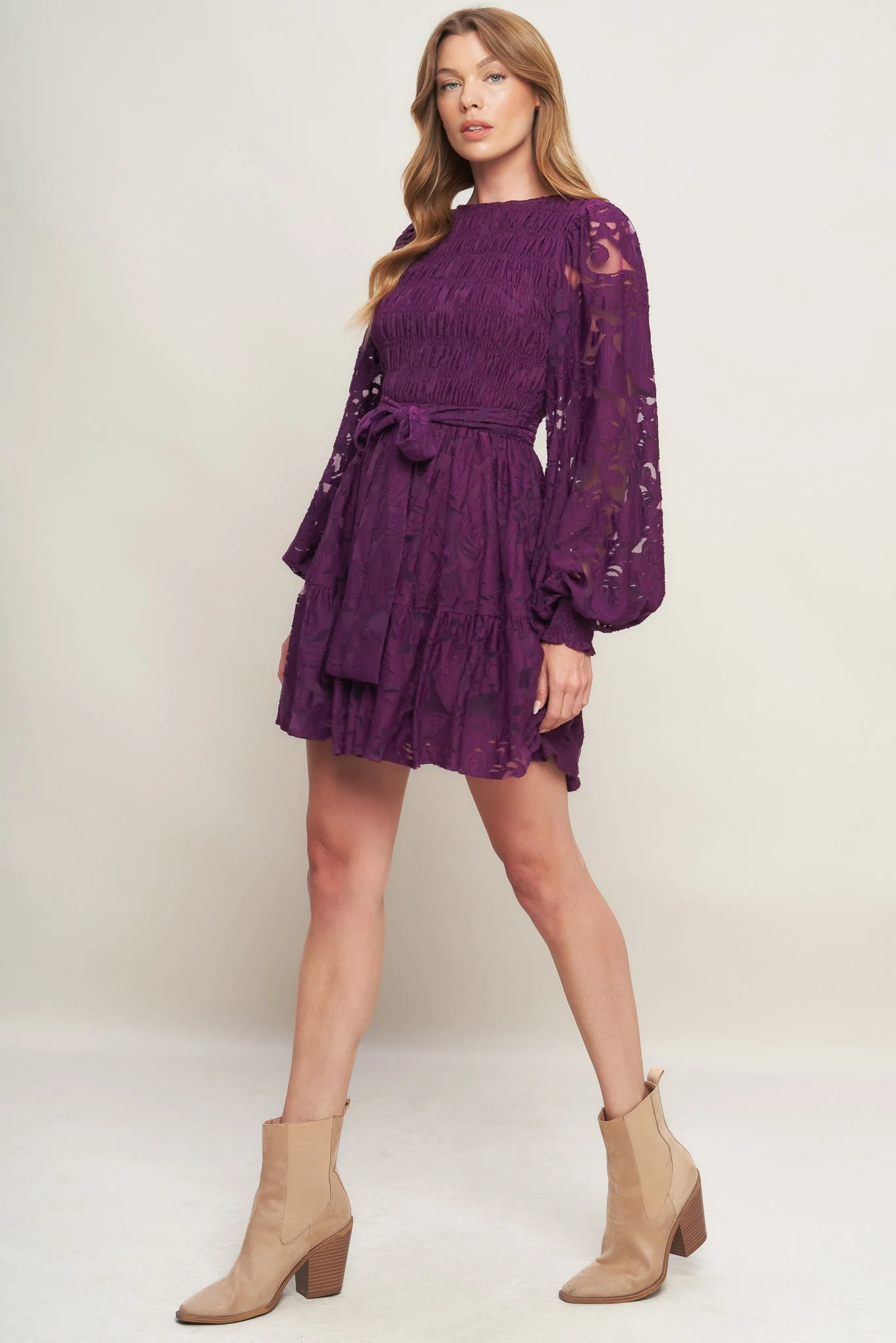 PASSION PLUM LACE MINI DRESS - Image 5