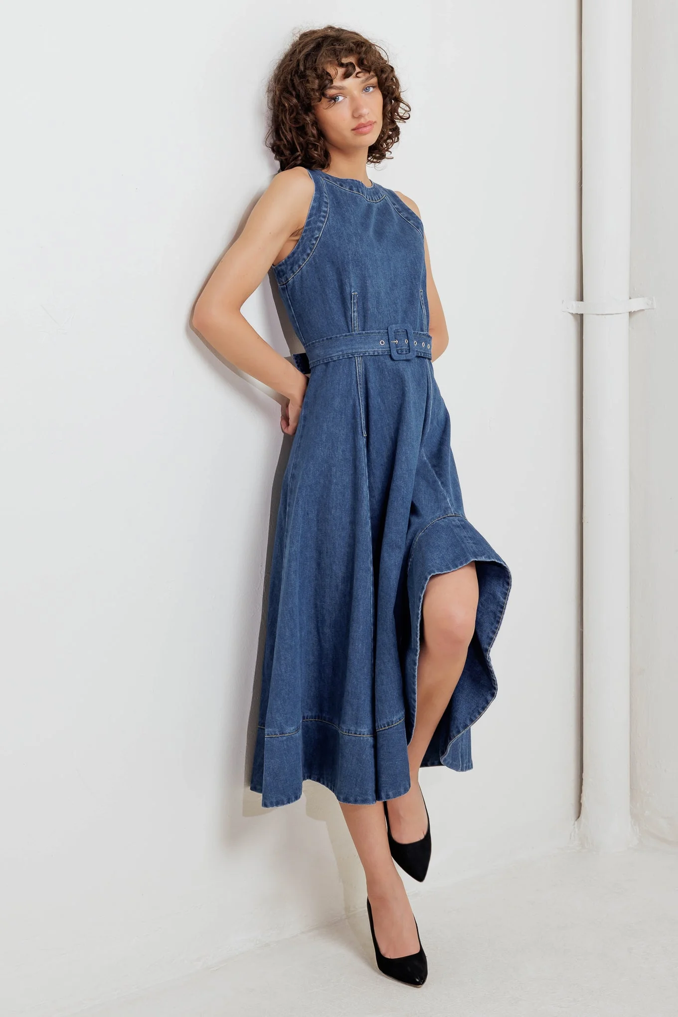 POET’S MUSE DENIM MIDI DRESS - Image 4