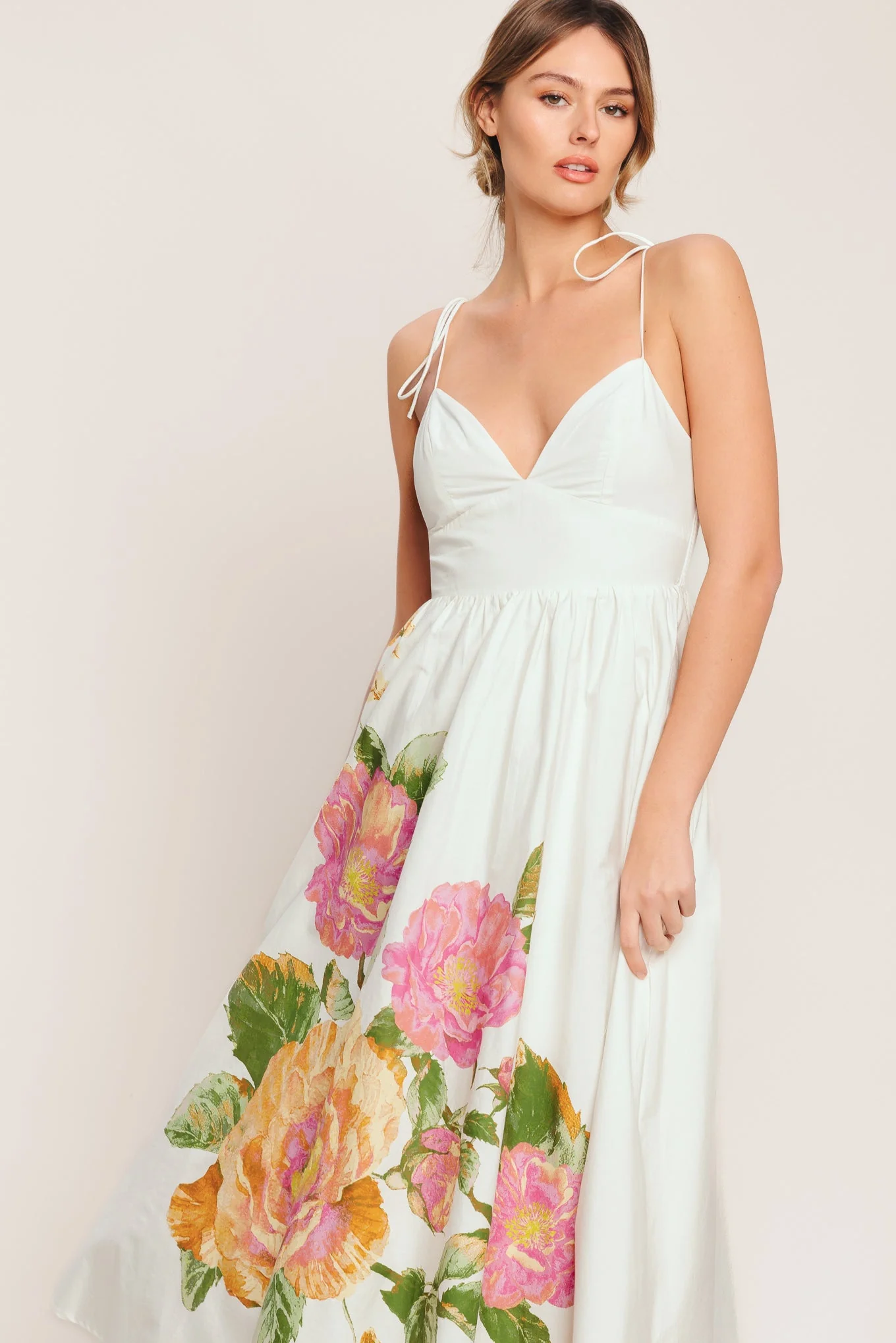 POETIC BLOOM IVORY FLORAL MIDI DRESS - Image 3