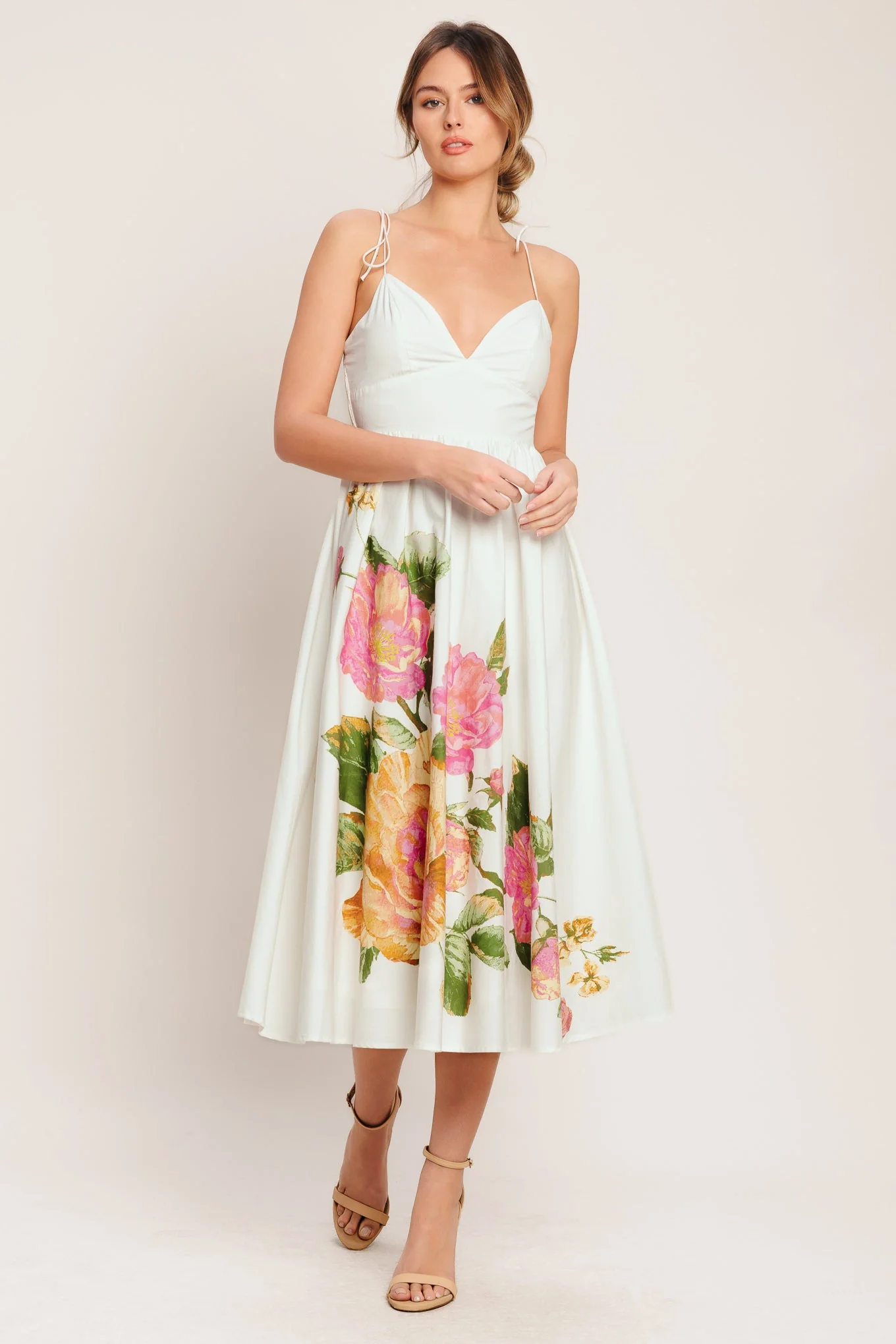 POETIC BLOOM IVORY FLORAL MIDI DRESS - Image 4