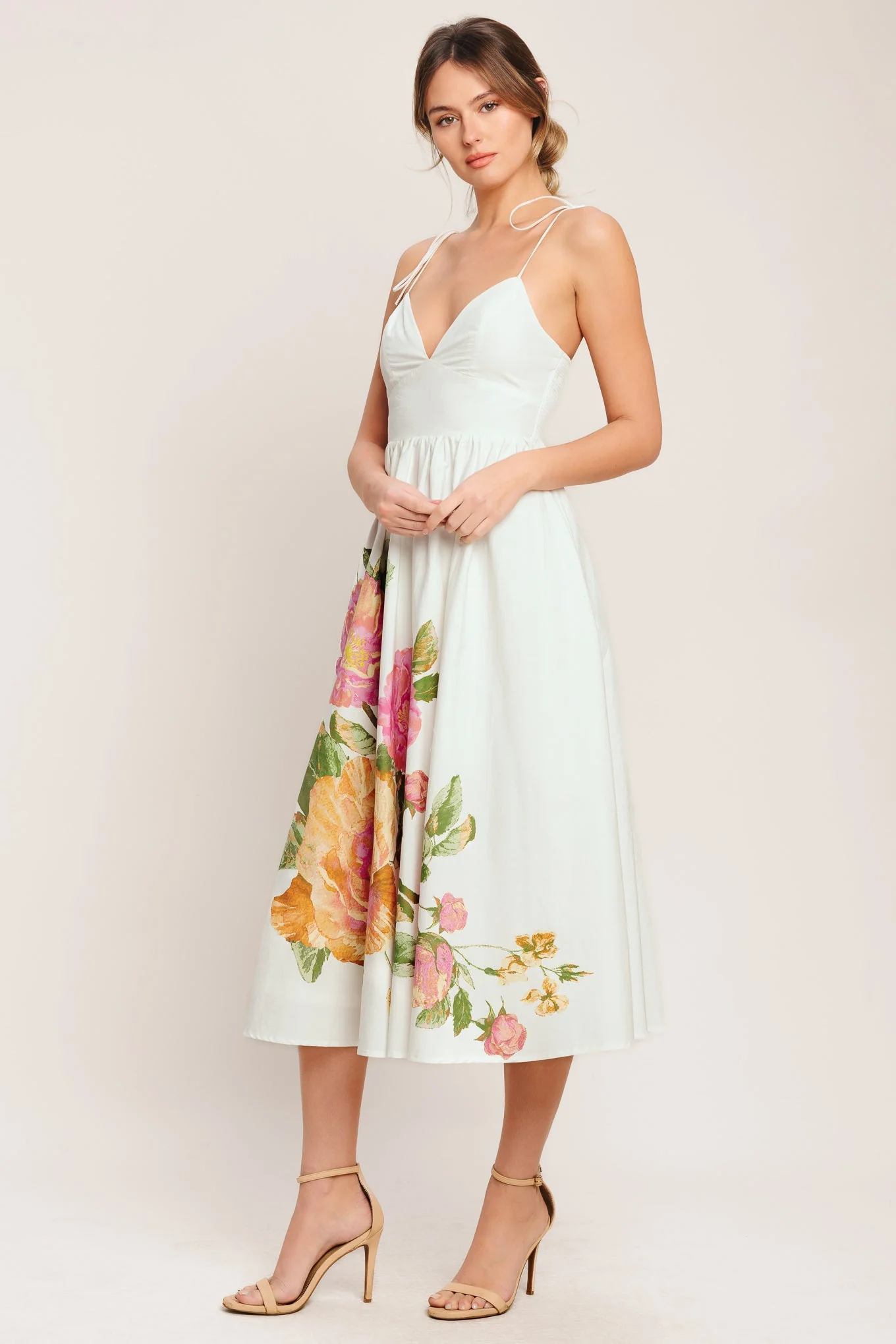 POETIC BLOOM IVORY FLORAL MIDI DRESS - Image 5
