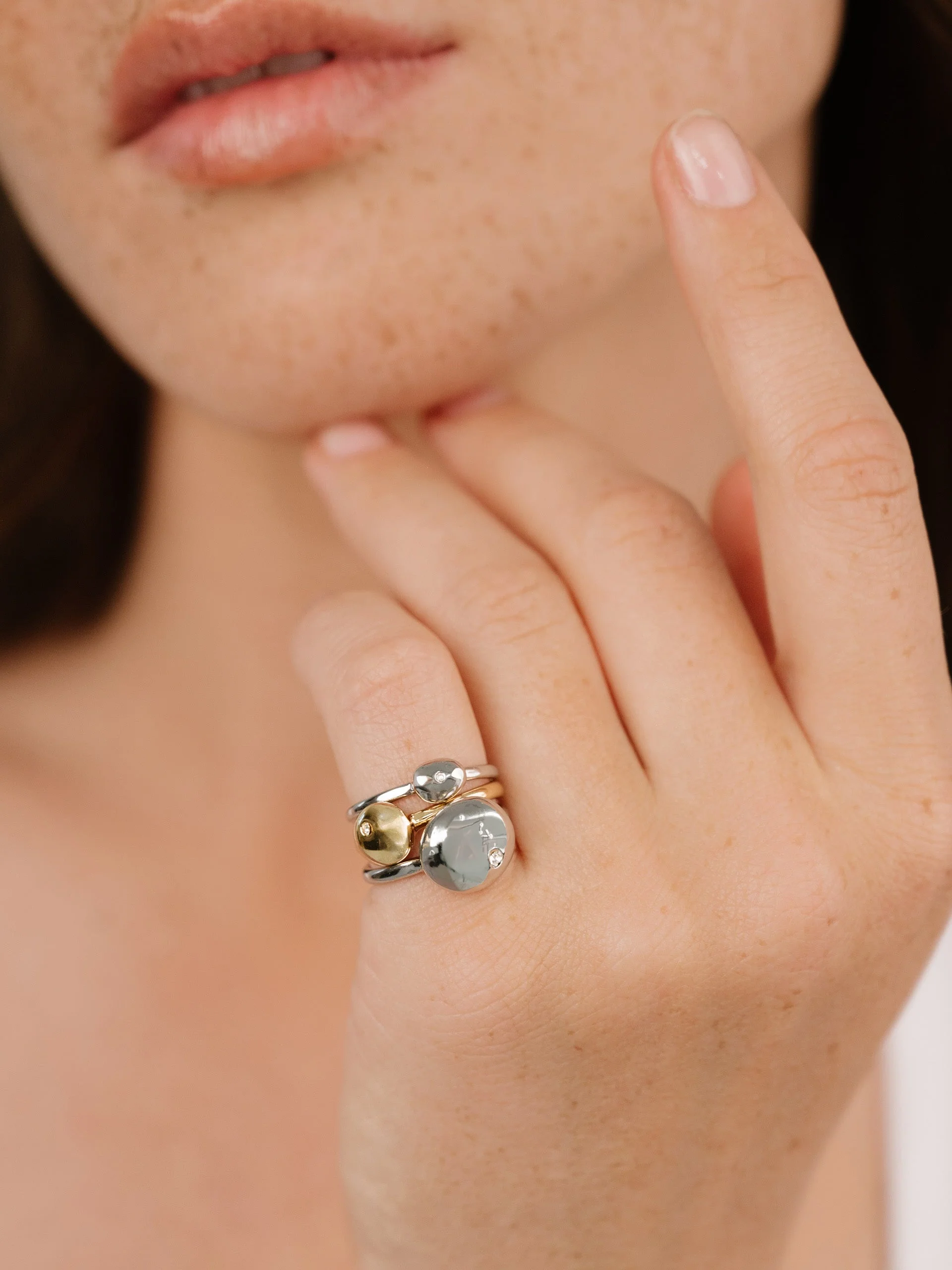 Polished Stacking Pebble Ring Set - Image 5
