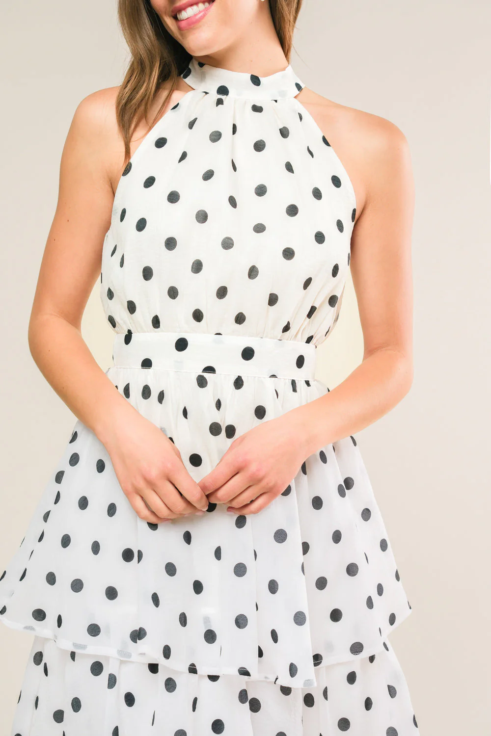 PRETTY IN POLKA DOTS - HALTER MAXI DRESS - Image 4