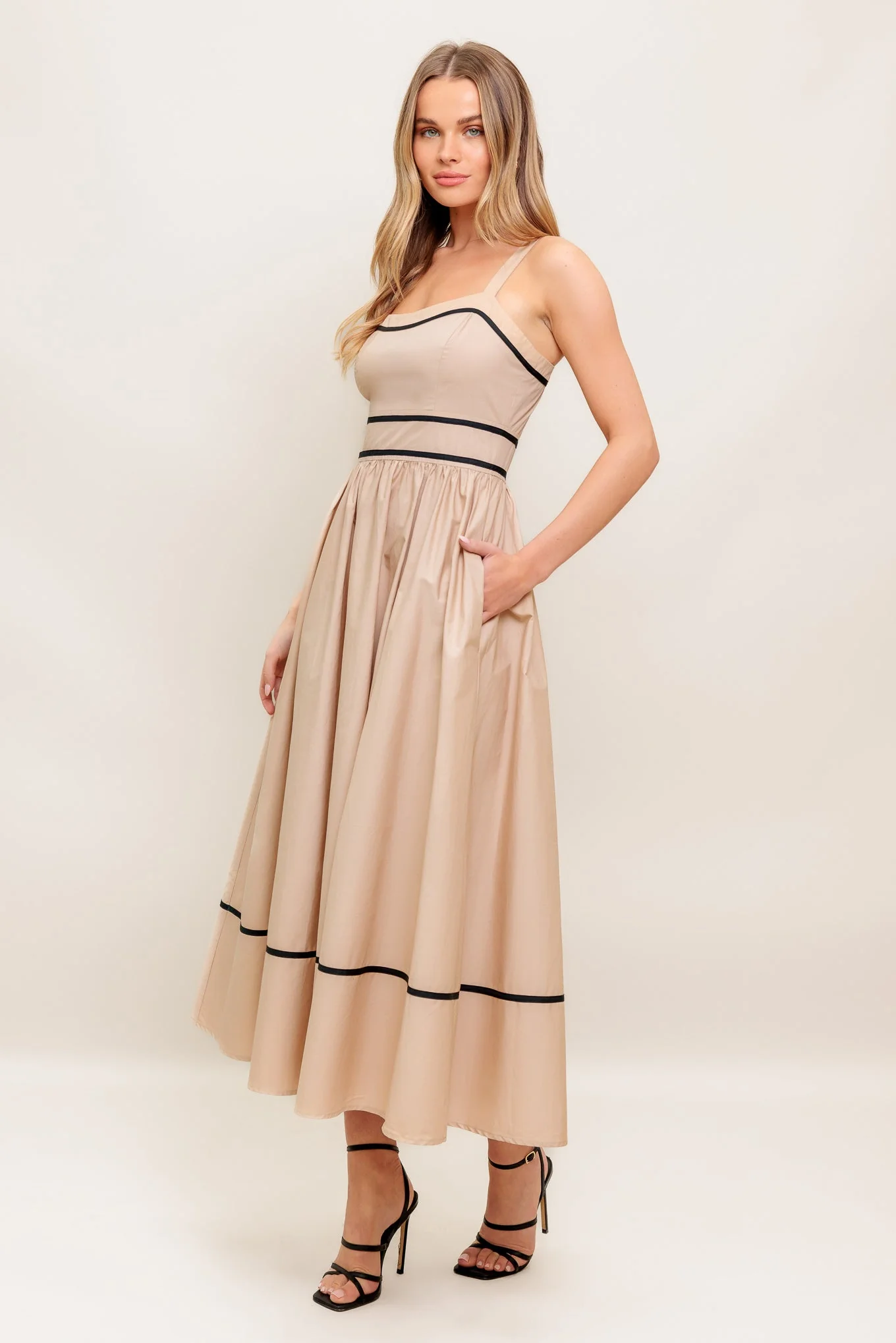 QUEENY MIDI DRESS - TAUPE - Image 6