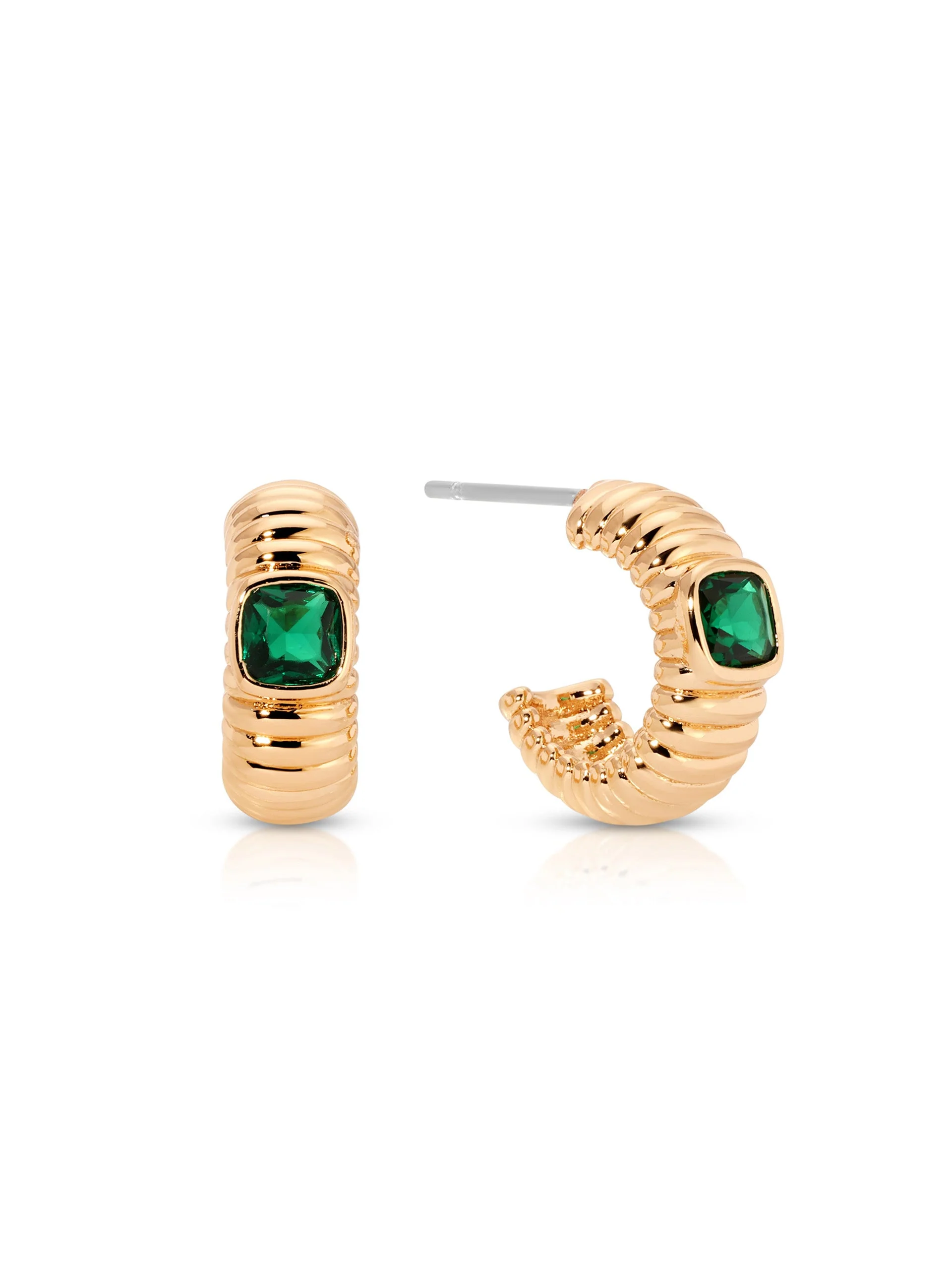 Ribbed Small Hoop Earrings - Image 2