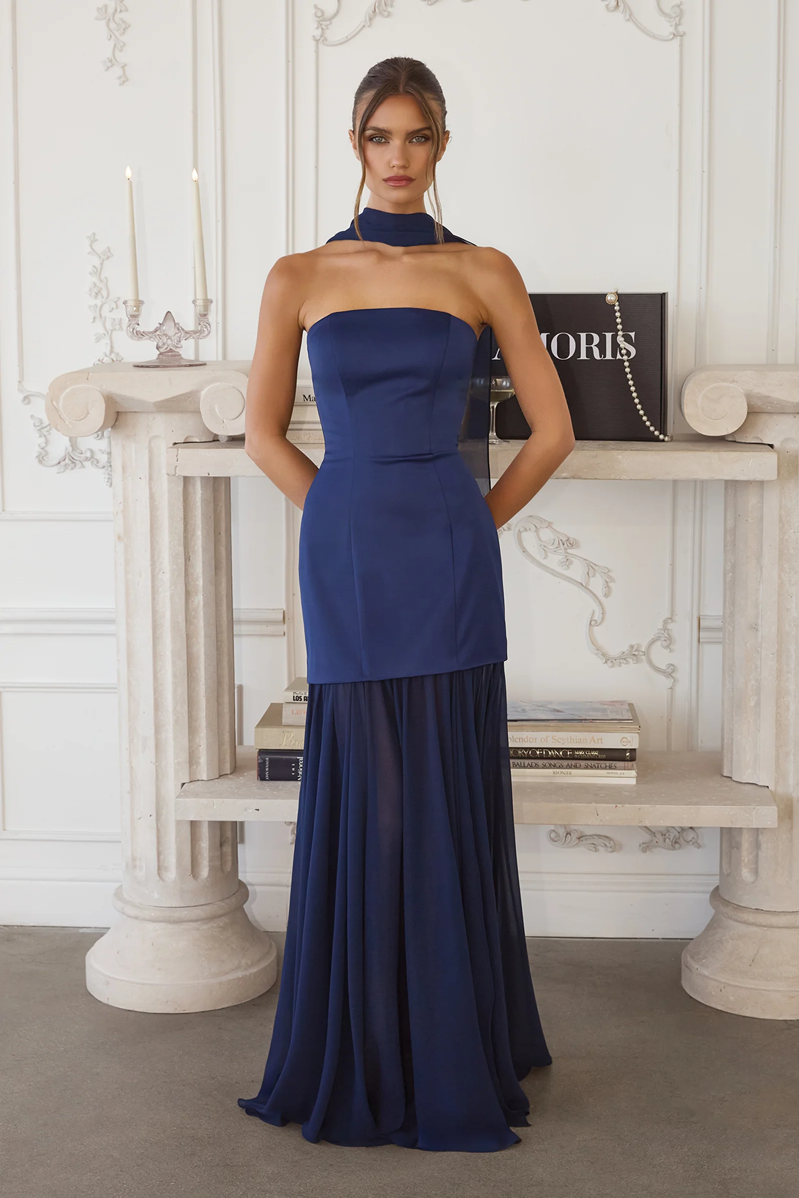 Sheila Strapless Maxi Dress With Scarf - Image 10