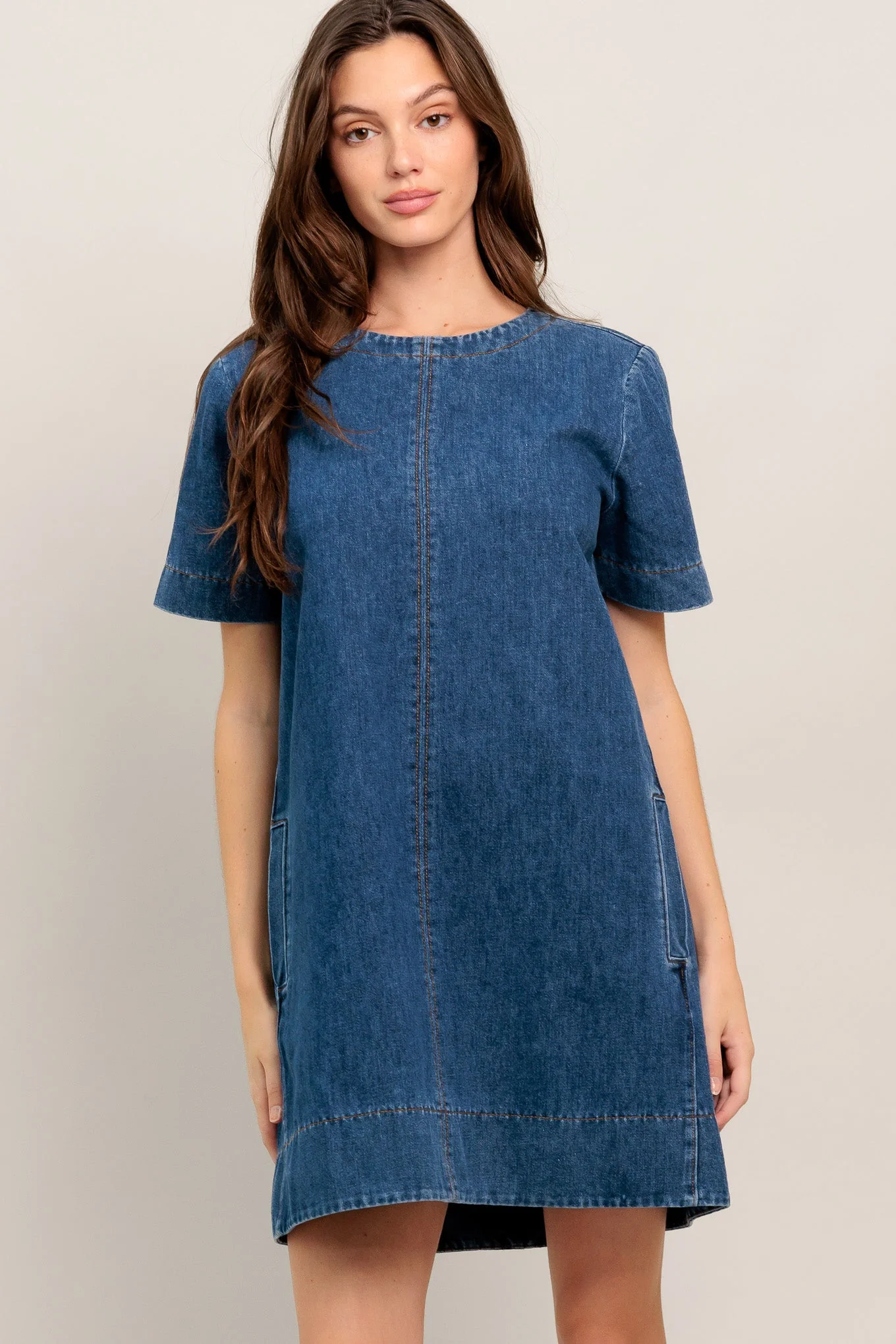 SIMPLY PUT TOGETHER DENIM MINI DRESS - Image 4