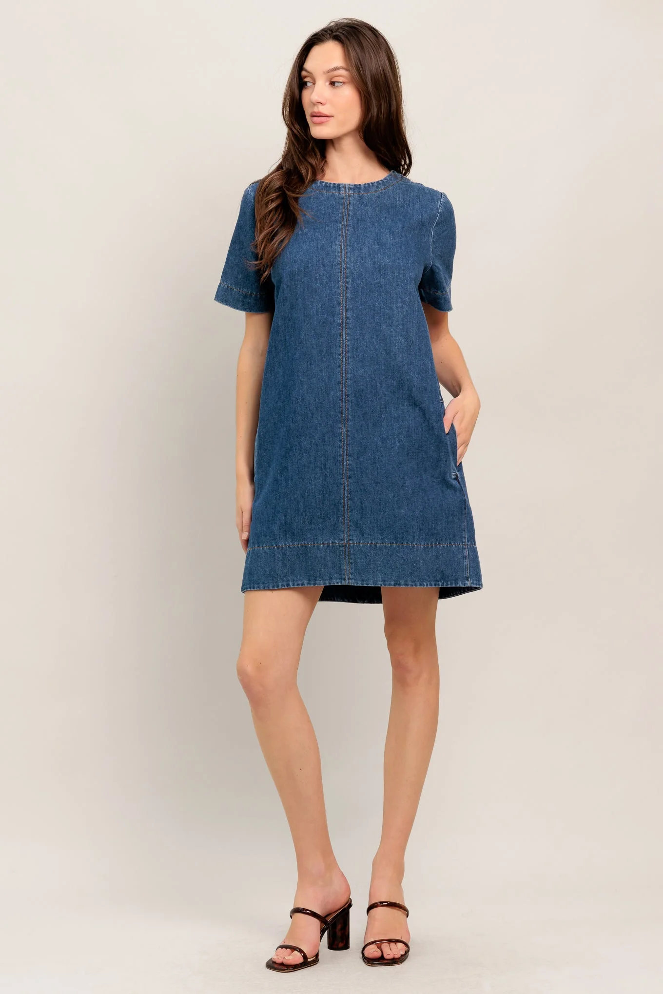 SIMPLY PUT TOGETHER DENIM MINI DRESS - Image 7