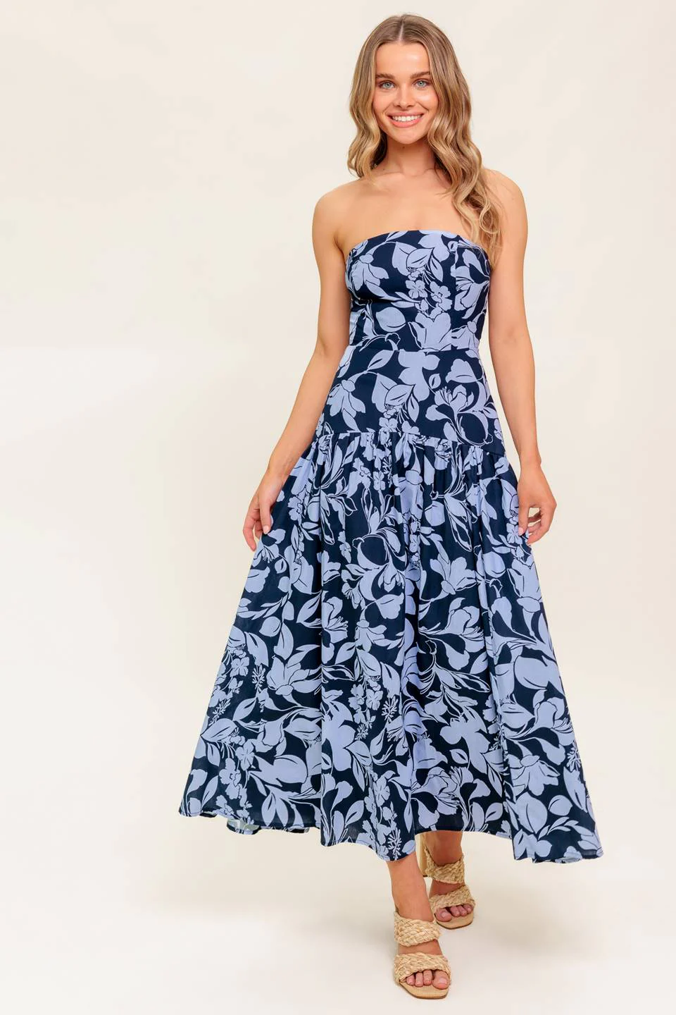 SMILES ARE CONTAGIOUS MIDI DRESS - NAVY BLUE - Image 4