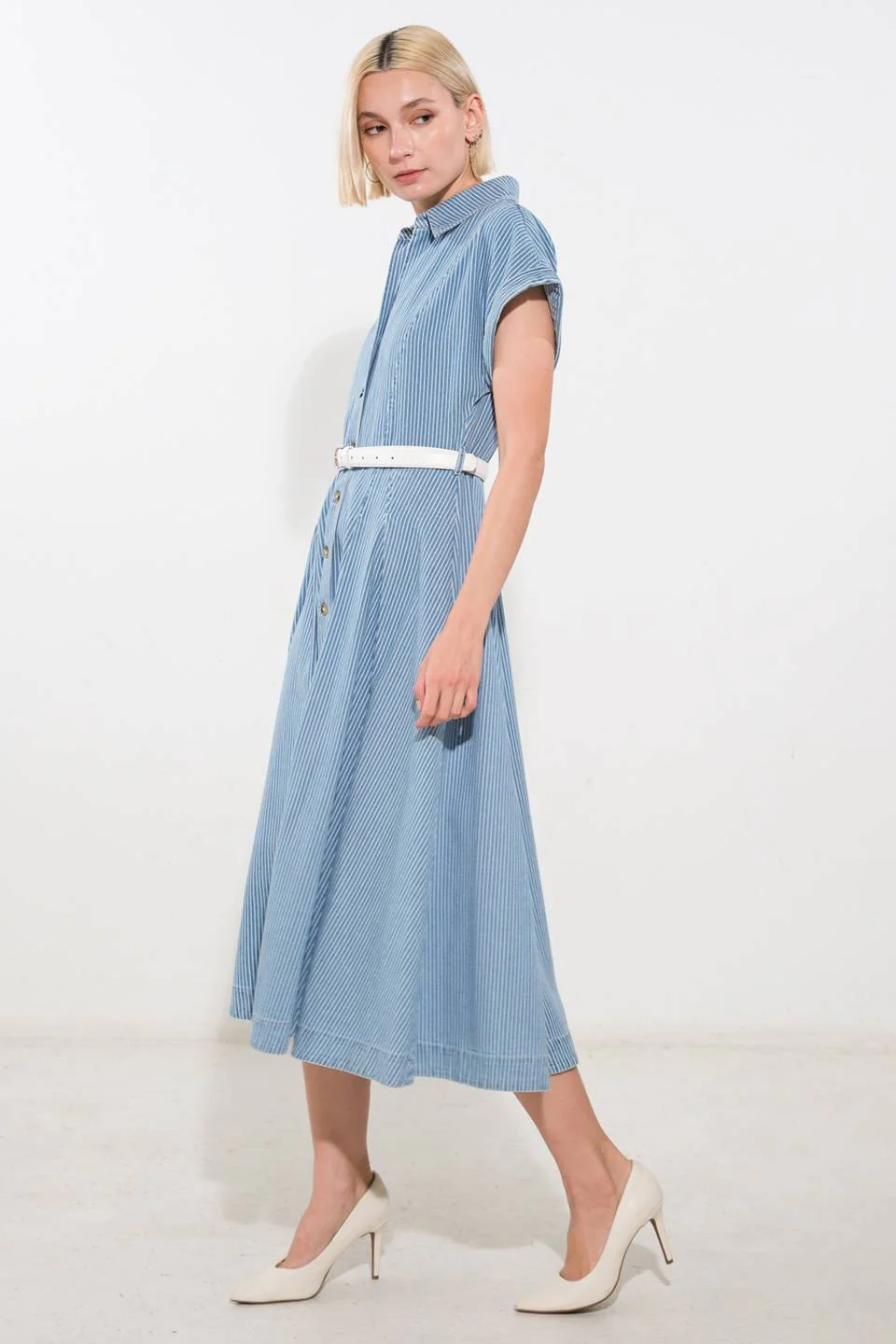 SOAK IN THE SUN DENIM MIDI DRESS - Image 3