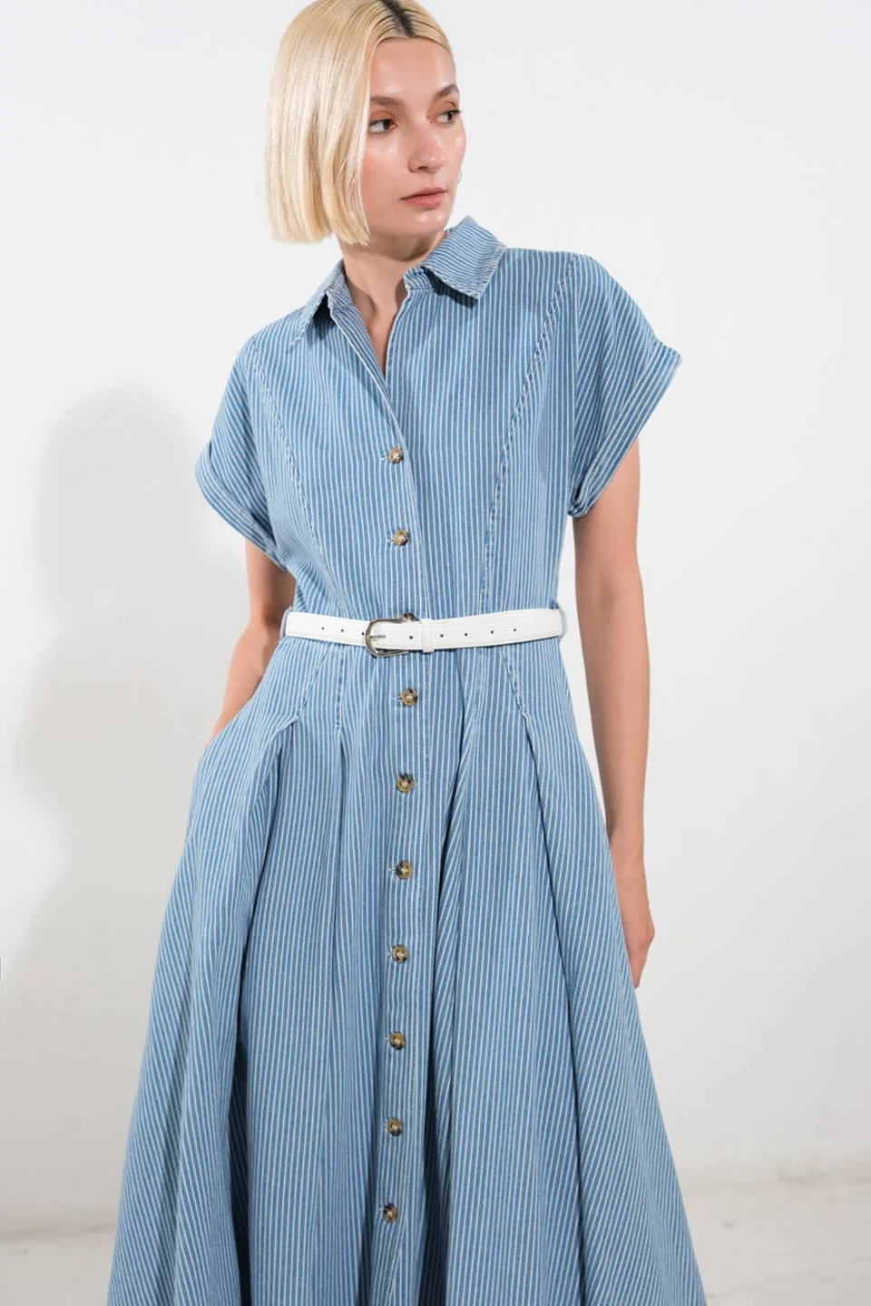 SOAK IN THE SUN DENIM MIDI DRESS - Image 4