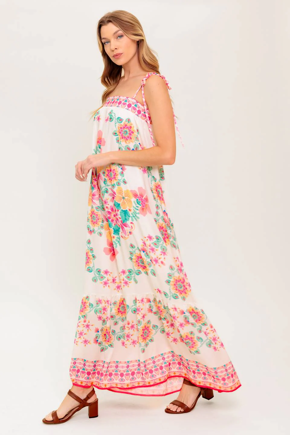 SUMMER GLOW FLORAL MAXI DRESS - IVORY - Image 5