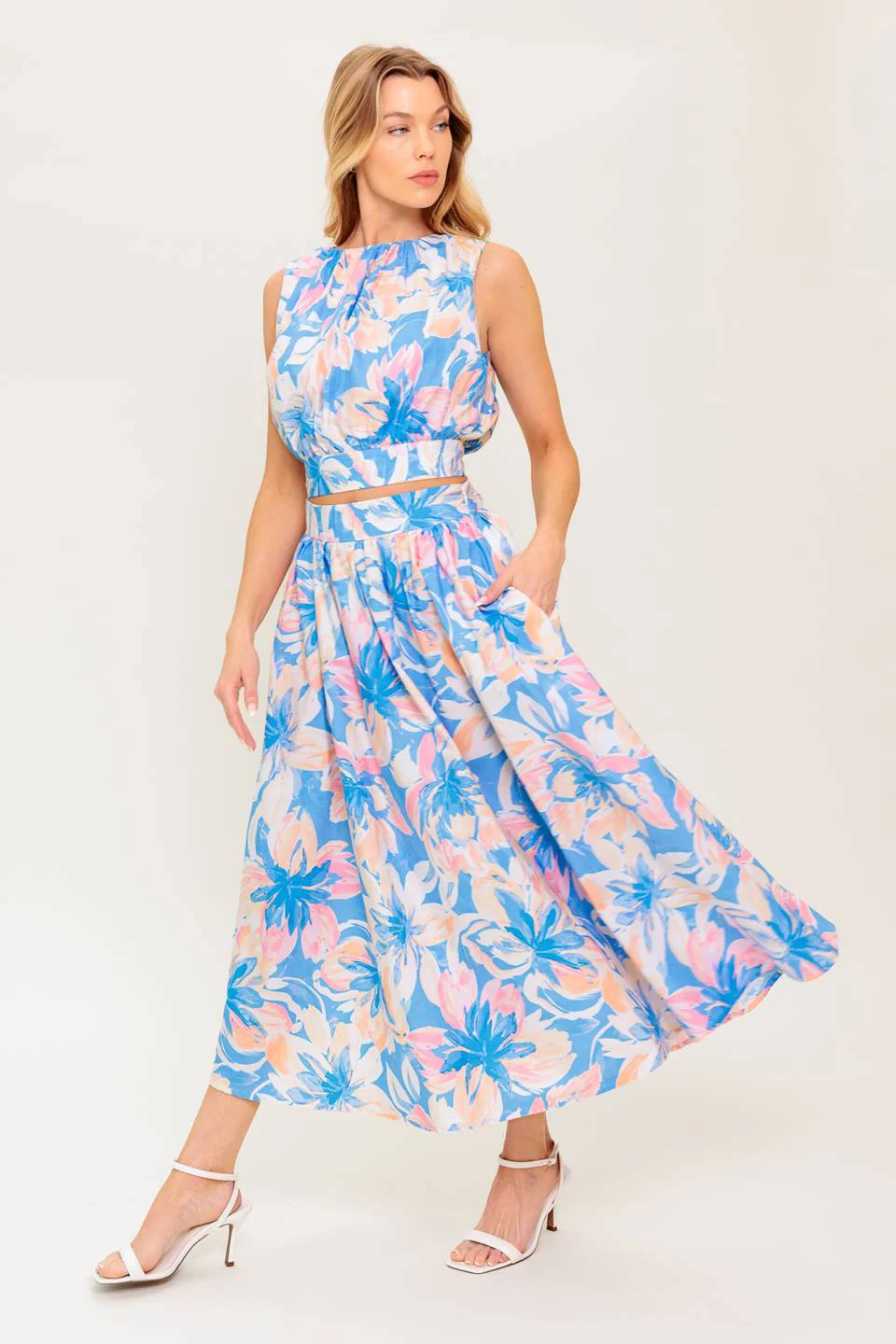 SUMMER HARMONY TIE TOP & SKIRT SET - POWDER BLUE - Image 5