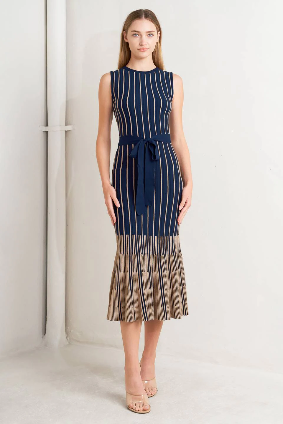 SWEATER KNIT NAVY MERMAID MIDI DRESS - Image 7