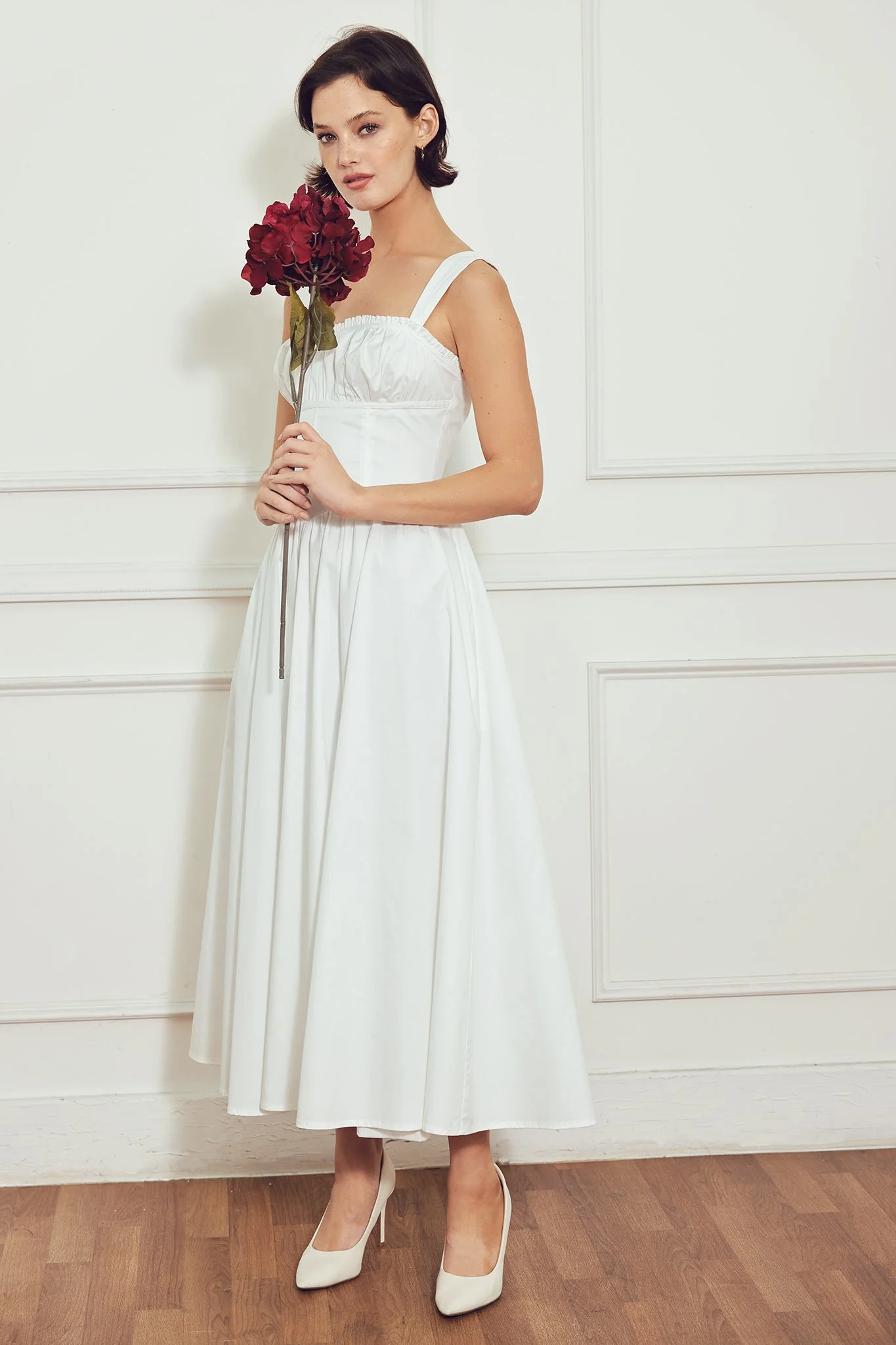 SWEETHEART SERENADE WHITE MIDI DRESS - Image 4