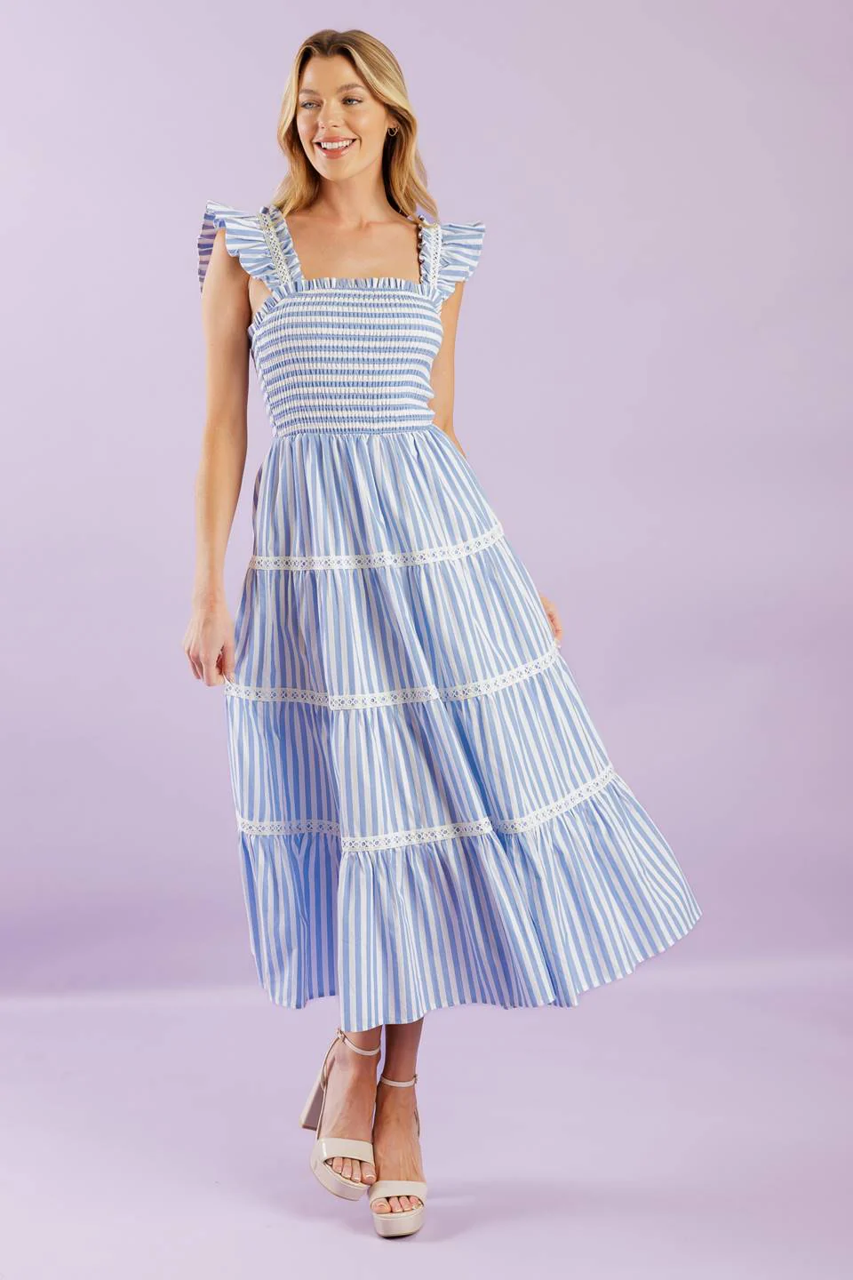 SWING OF THINGS BLUE MIDI DRESS - Image 4