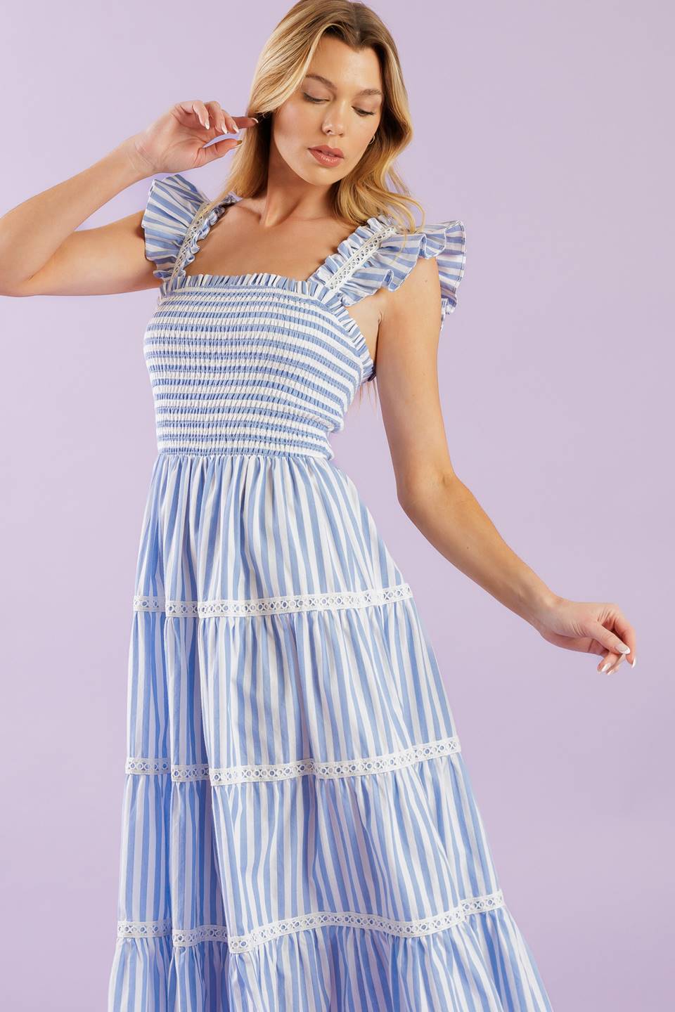 SWING OF THINGS BLUE MIDI DRESS - Image 6