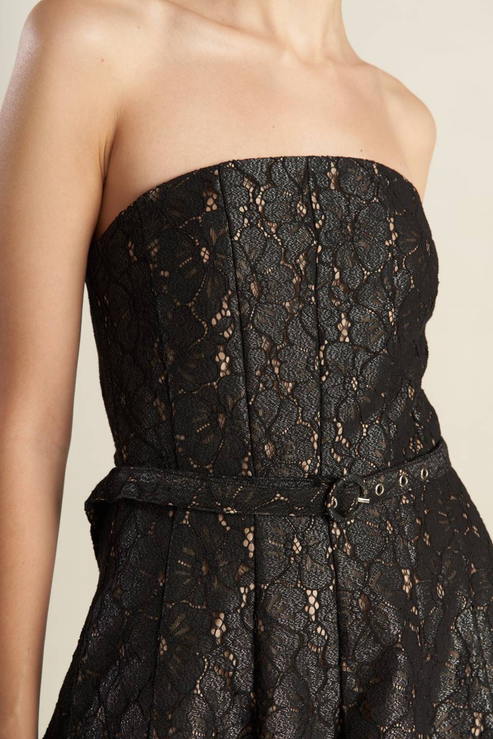 THE TRUTH IS STRAPLESS BLACK LACE MIDI DRESS - Image 6