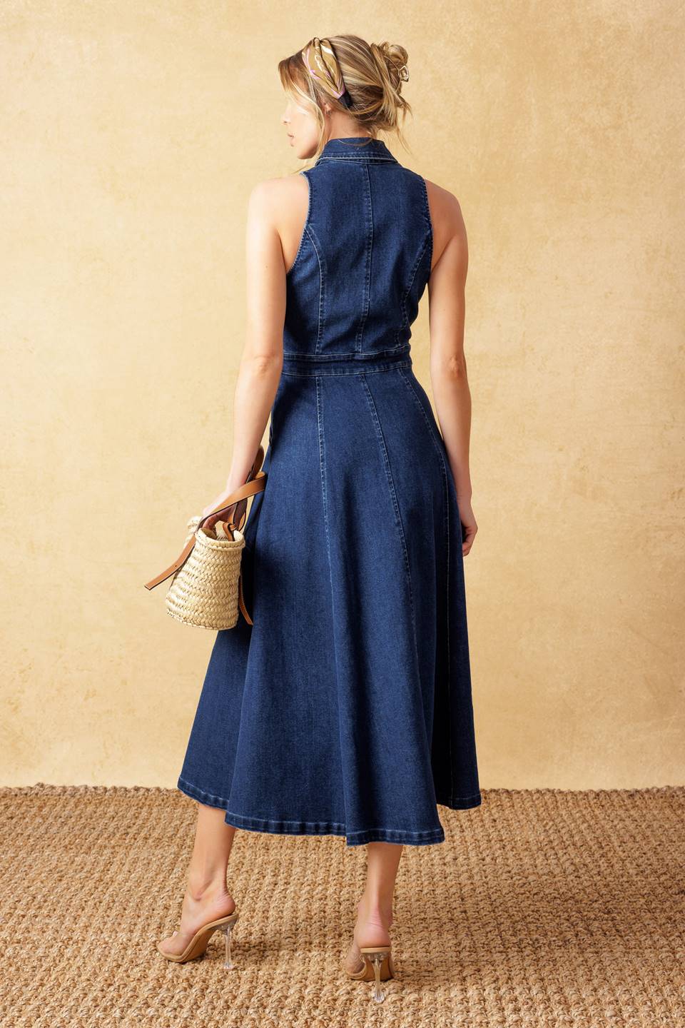 TIME FOR SOMETHING NEW - INDIGO - DARK DENIM MIDI DRESS - FINAL SALE - Image 2