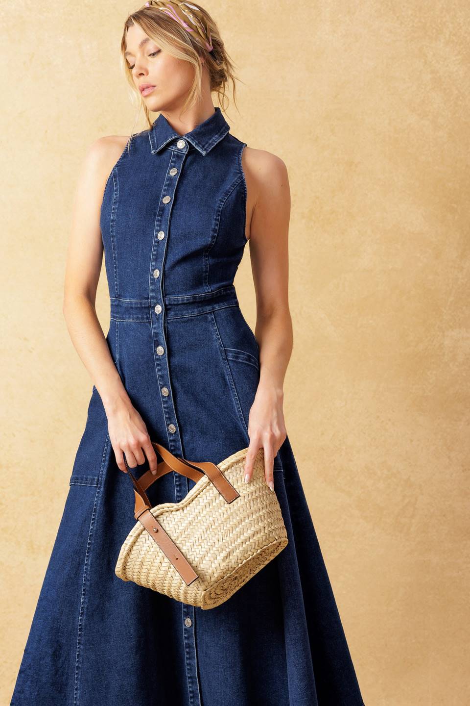 TIME FOR SOMETHING NEW - INDIGO - DARK DENIM MIDI DRESS - FINAL SALE - Image 5
