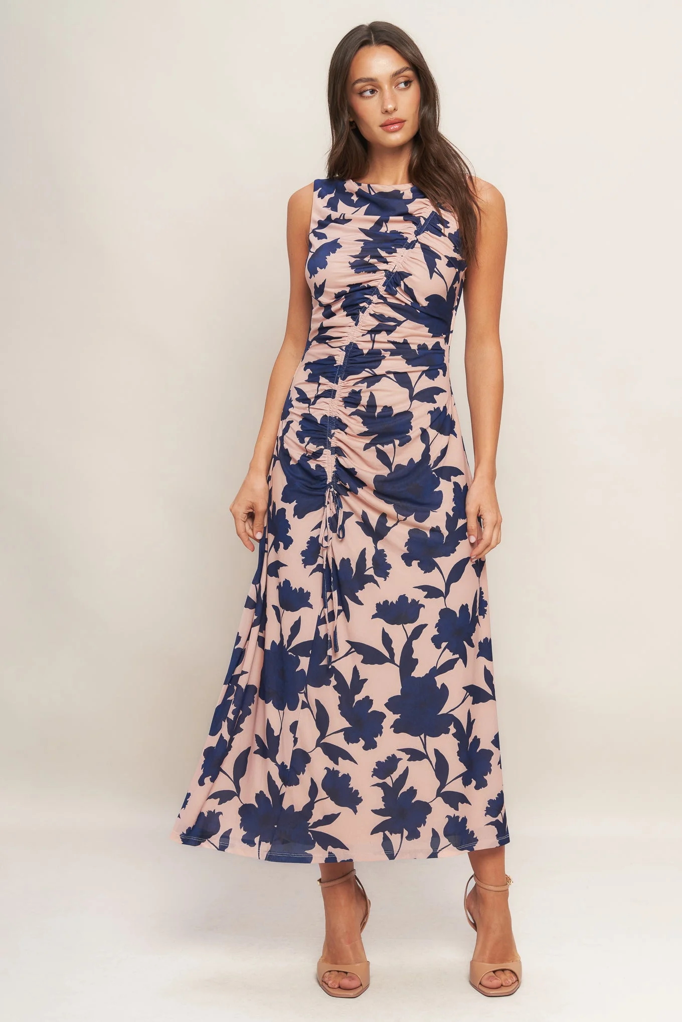 TWILIGHT FLORAL POWER MESH MIDI DRESS - Image 4