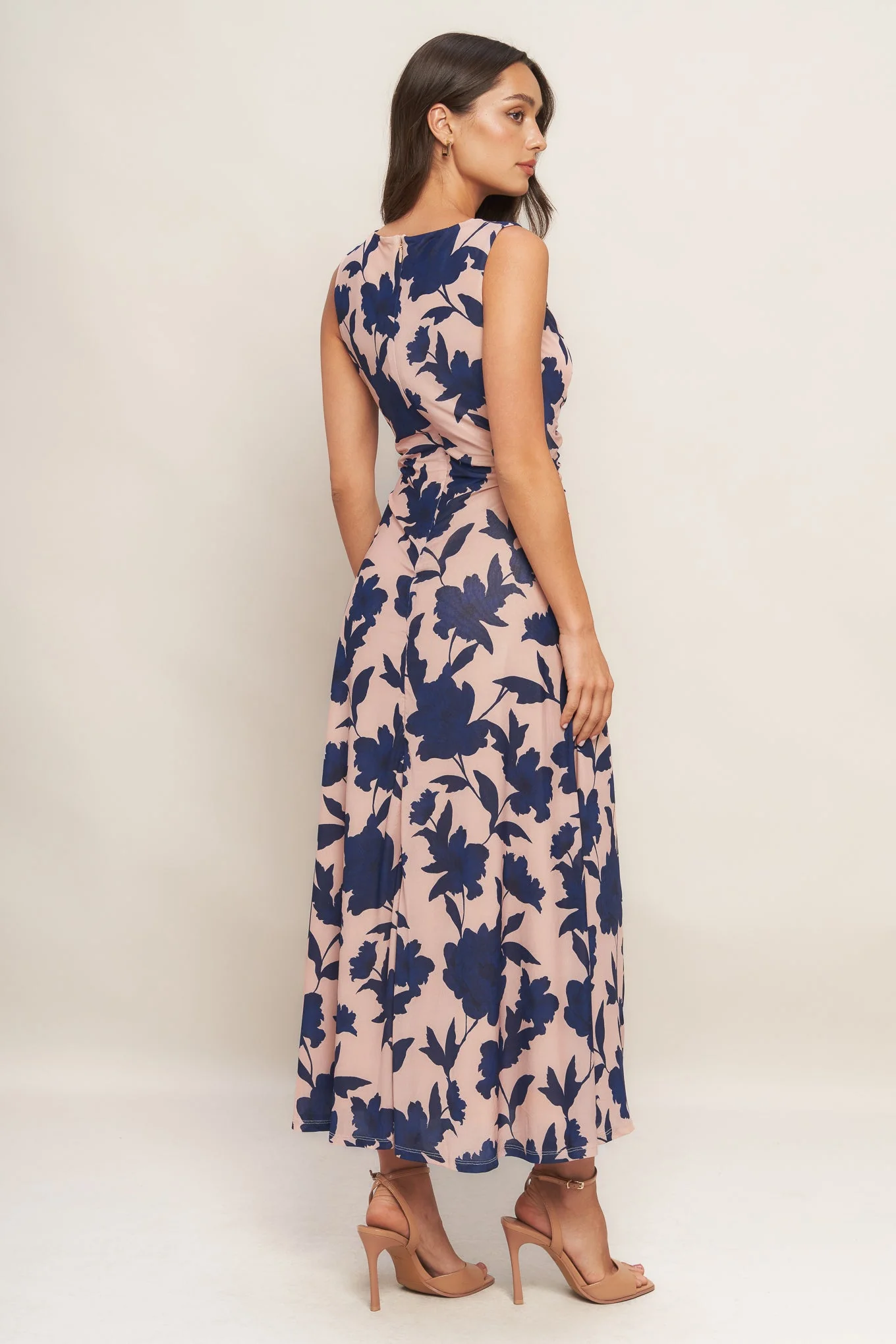 TWILIGHT FLORAL POWER MESH MIDI DRESS - Image 6