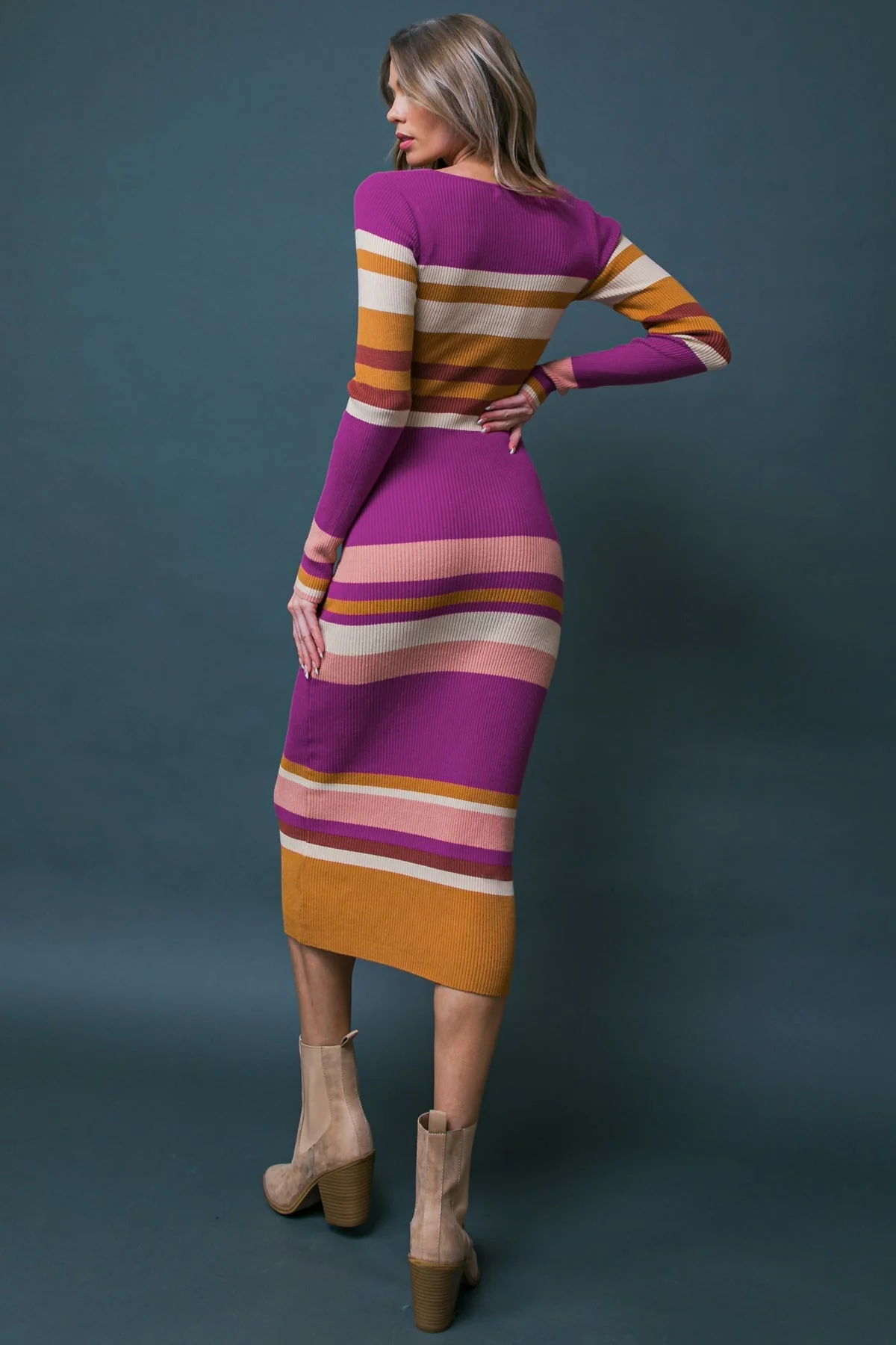 URBAN STRIPES - SWEATER DRESS - MAGENTA - Image 5