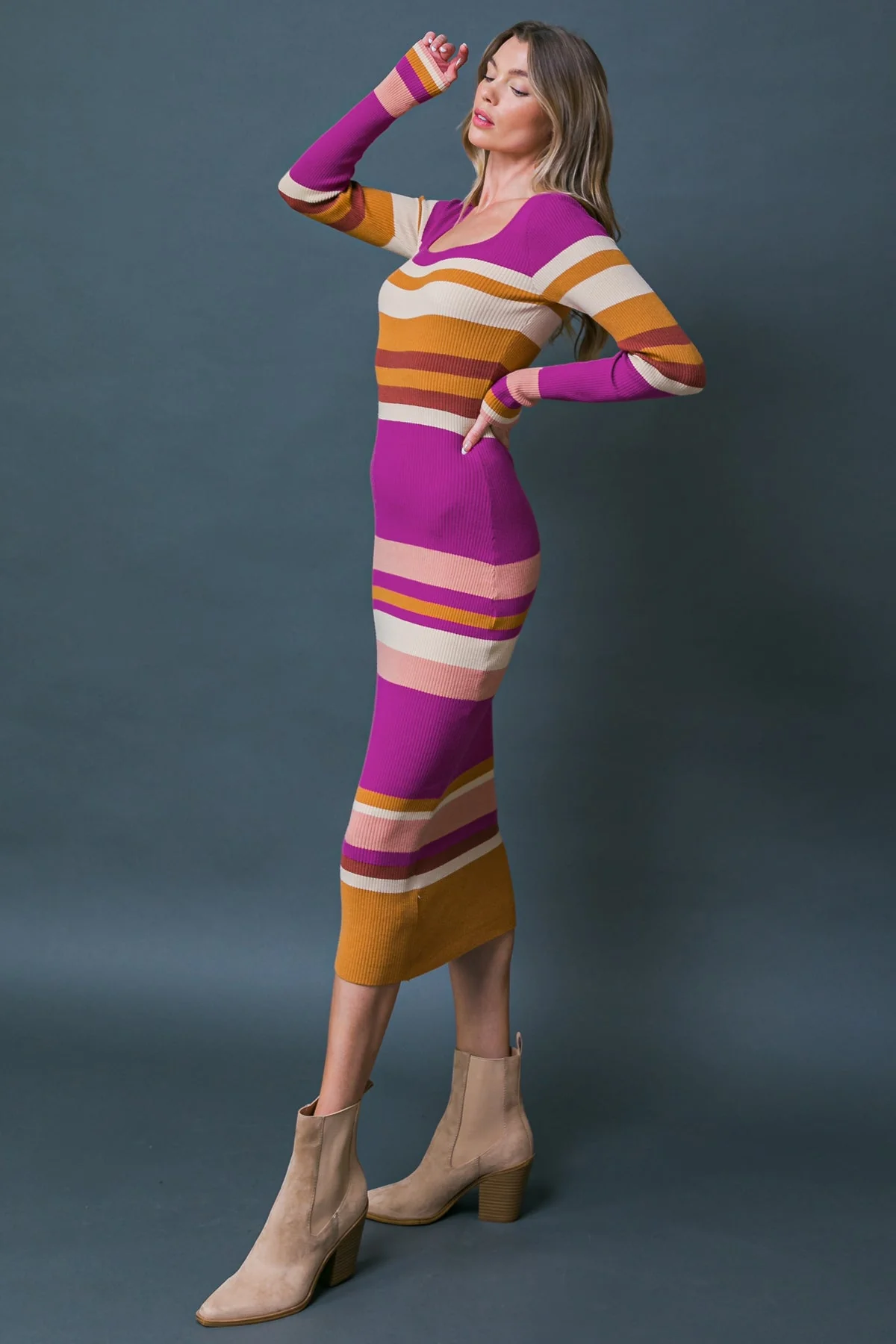 URBAN STRIPES - SWEATER DRESS - MAGENTA - Image 7