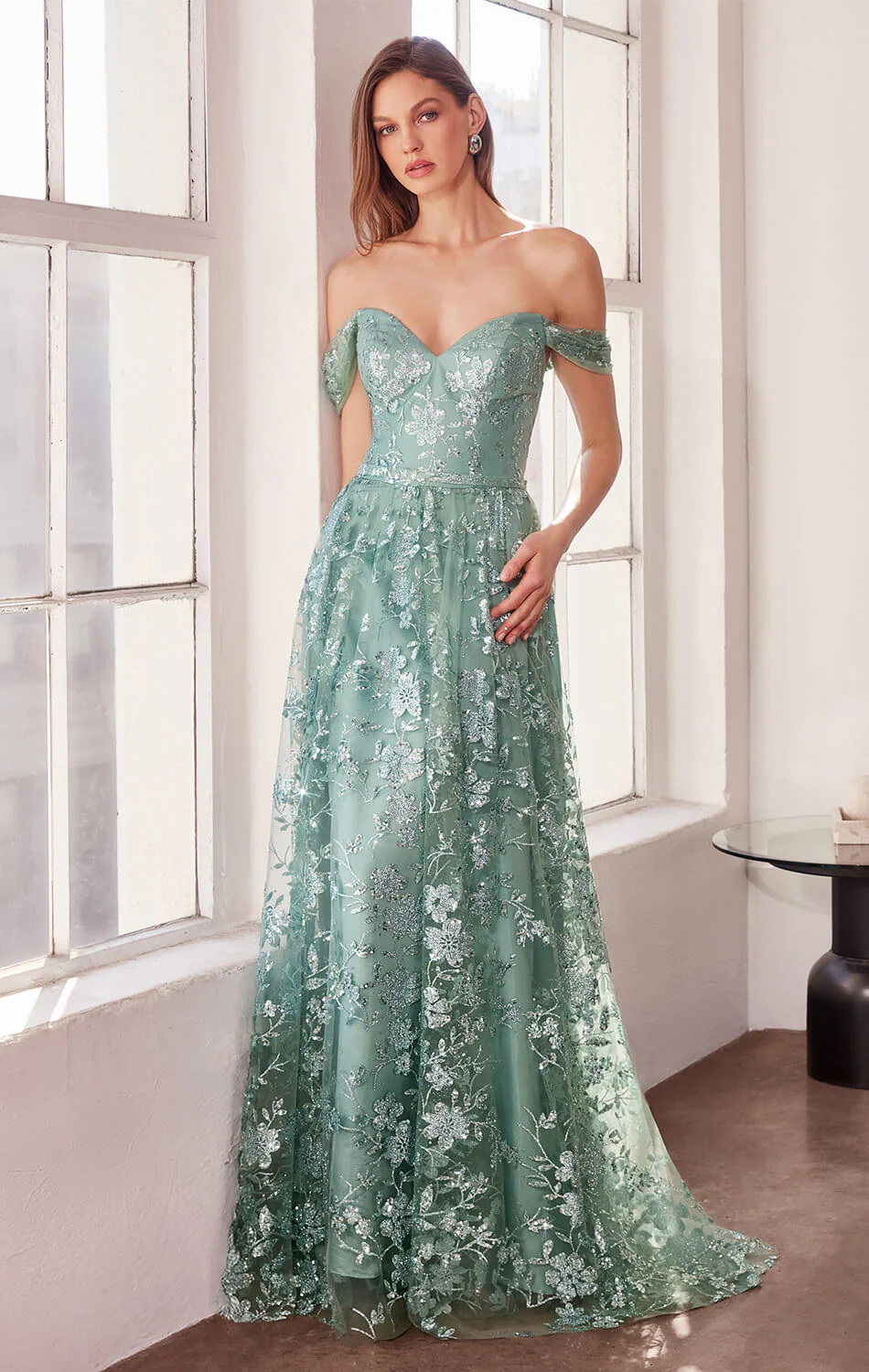 Veronica Gown - Glitter Print Long A-line Dress - Image 5