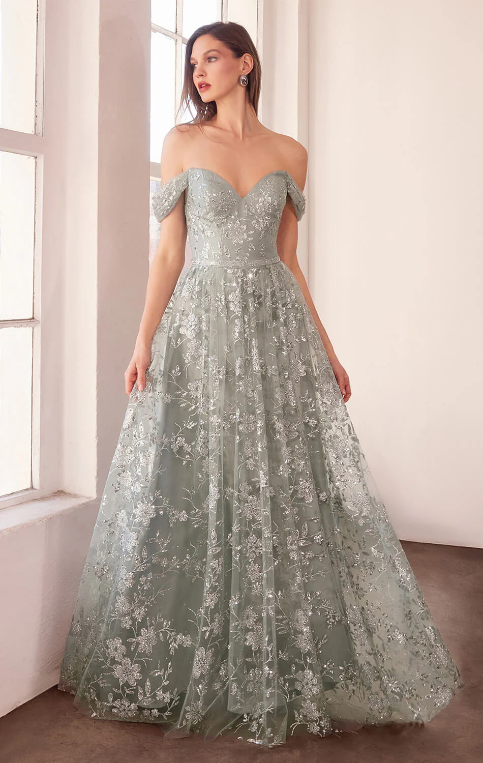 Veronica Gown - Glitter Print Long A-line Dress - Image 6