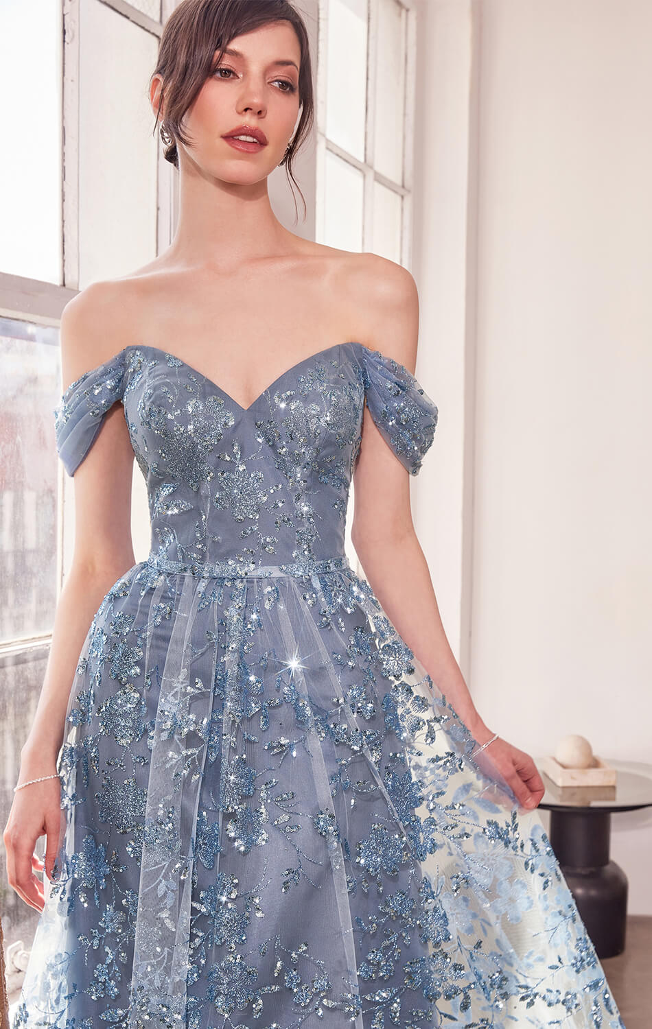 Veronica Gown - Glitter Print Long A-line Dress - Image 8