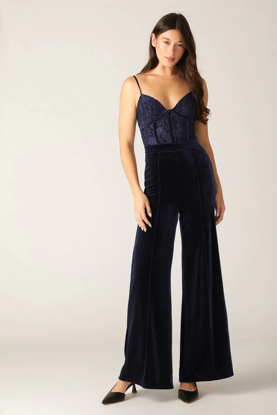 VIVIANA JUMPSUIT - NAVY LACE & VELVET - Image 4