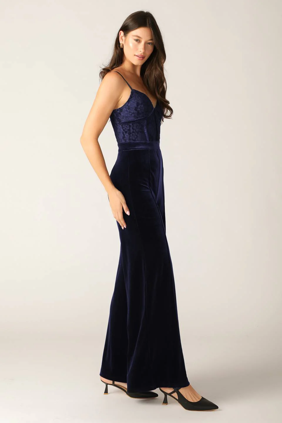 VIVIANA JUMPSUIT - NAVY LACE & VELVET - Image 6