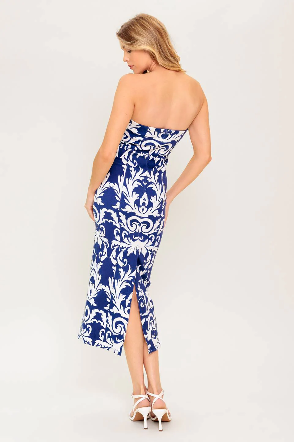 WHERE MY HEART IS - NAVY & WHITE MIDI DRESS - Image 5