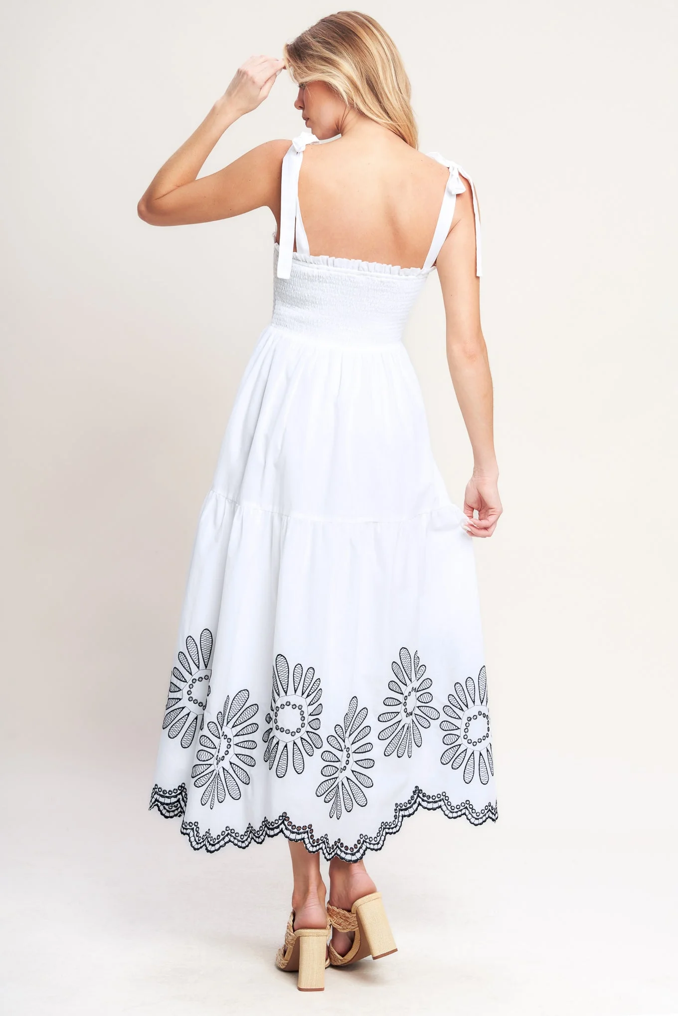 WHISPERS OF SUMMER BLACK & WHITE MIDI DRESS - Image 2