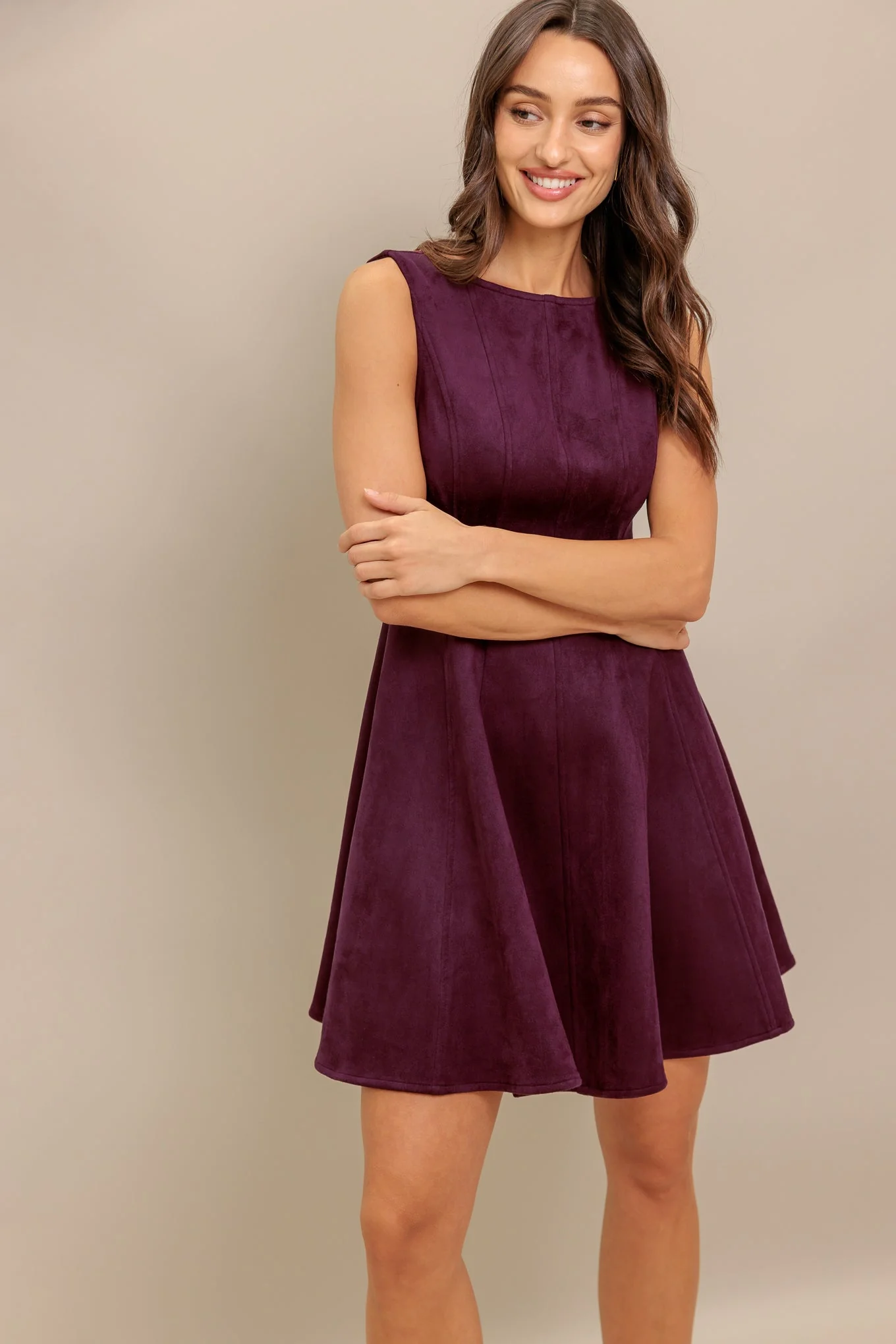 WINE IN THE SUN FAUX SUEDE MINI DRESS - Image 3