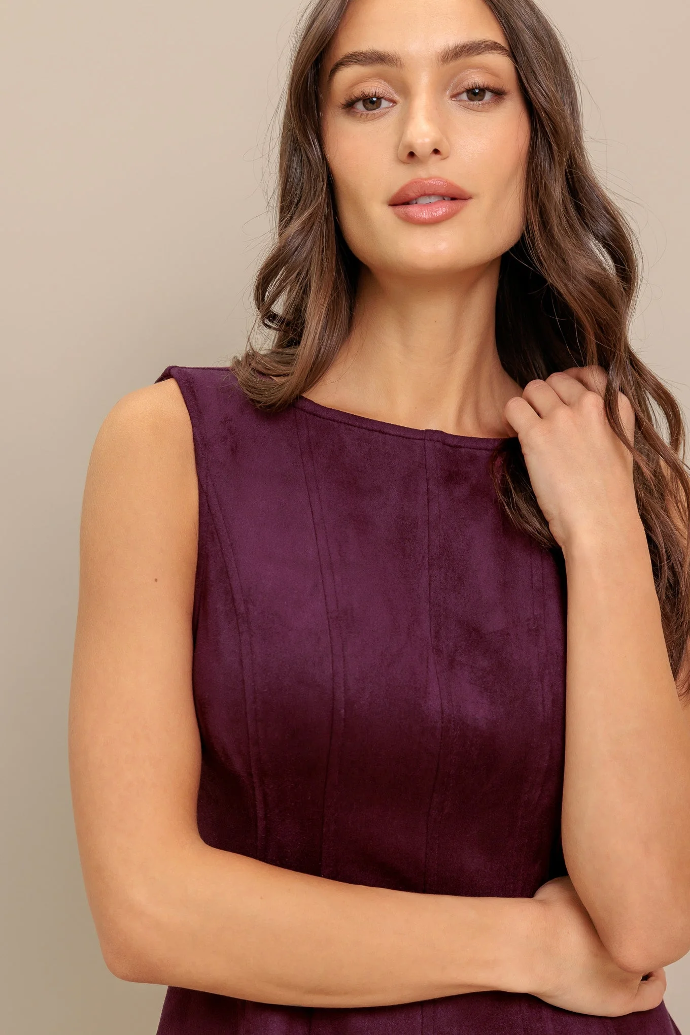WINE IN THE SUN FAUX SUEDE MINI DRESS - Image 4