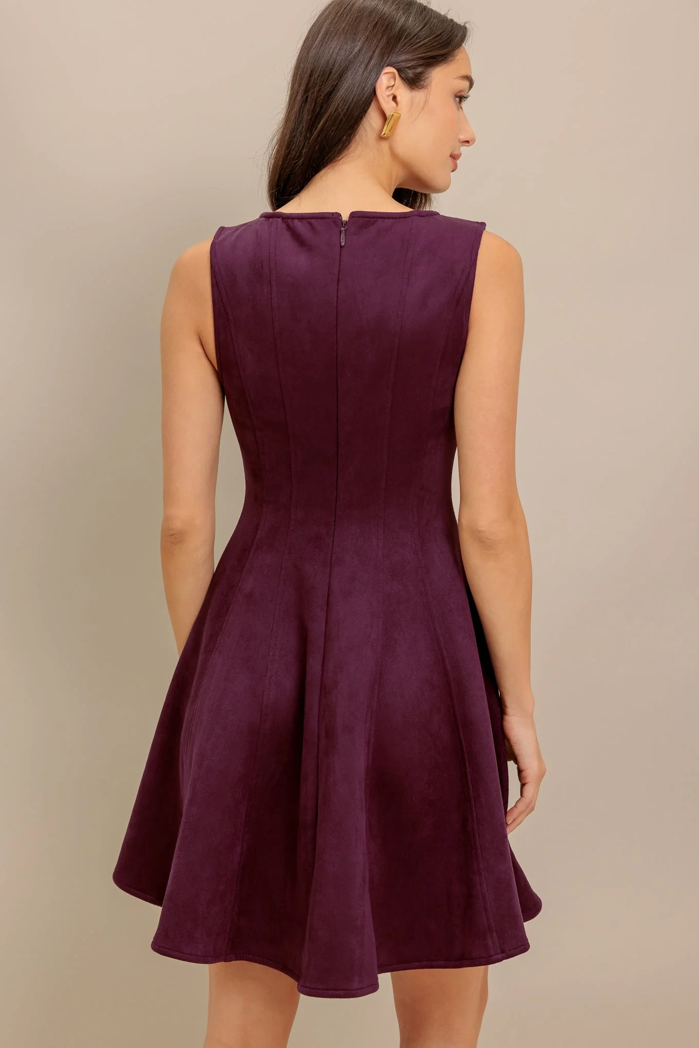 WINE IN THE SUN FAUX SUEDE MINI DRESS - Image 5