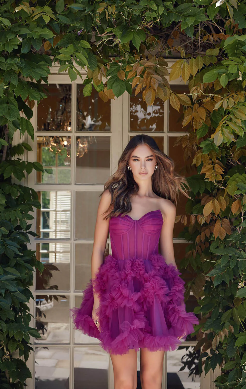 YVONNE RUFFLE SKIRT MINI DRESS - MAGENTA - Image 6